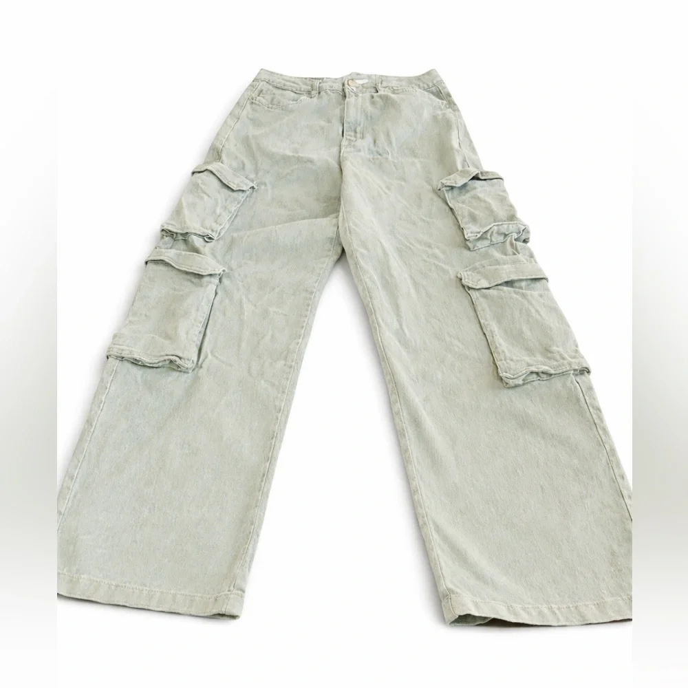 YMI High Rise All Day Cargo Wide Leg Pants Sage Green Women’s 11